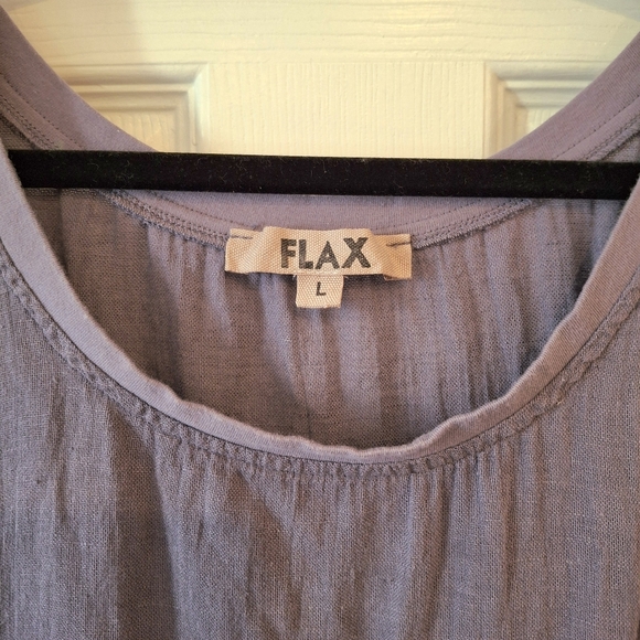 FLAX Top Linen/Cotton Gauze Sleeveless Tunic Long Lavender Lagenlook Womens Sz L - Picture 2 of 8